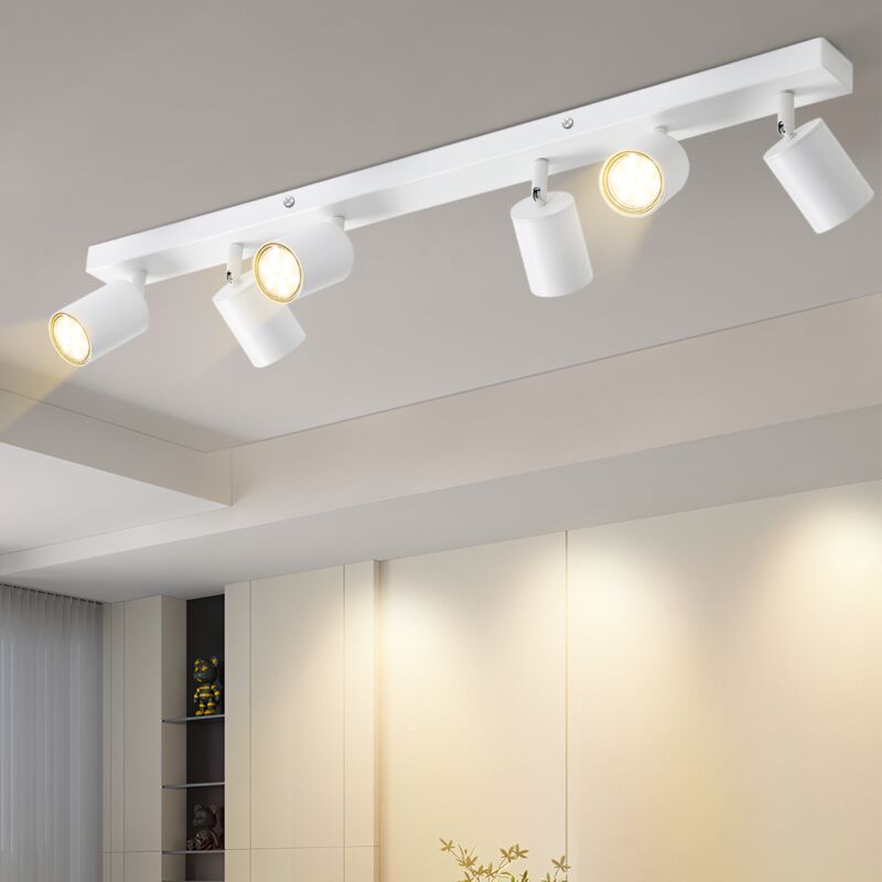 Spot plafond, plafonnier - 6 lumière - GU10 - l 765mm - blanc - Moderne - éclairage intérieur - Salon i Chambre i Cuisine i Salle à manger - sans