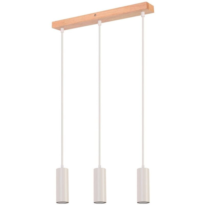 Gbly - Suspension 3 Ampoules Lampe de Salle à Manger en Bois - Lampe Suspendue Blanche Vintage GU10 Lampe de Couloir de Cuisine Rustique pour Salon