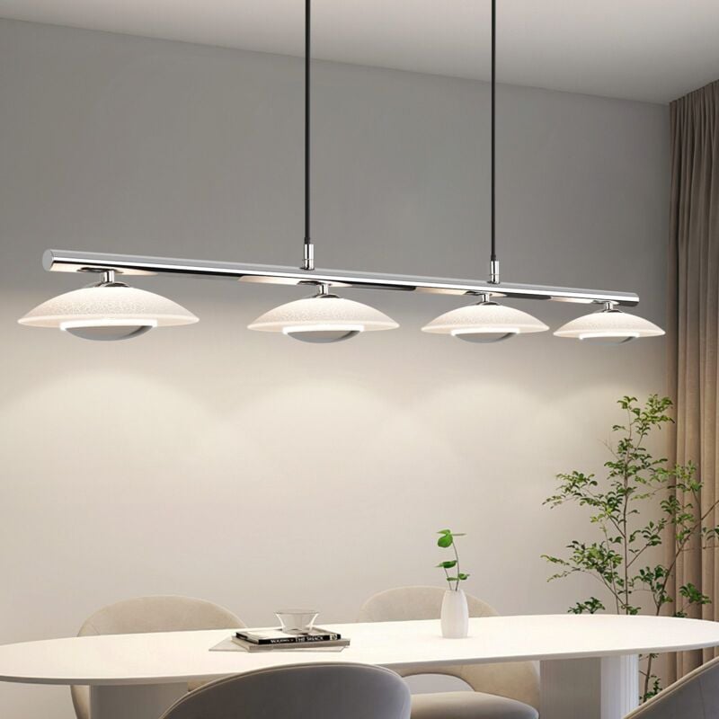 Suspension Lampe de table à manger - Lampe de salle à manger design moderne Lampe suspendue salle à manger Salon 4flammes 3000K blanc chaud Chrome