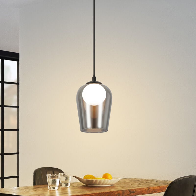 Gbly - Suspension , lampe suspendue noire - 1 lampe suspendue à une flamme, lampe en verre suspendue sur table à manger, suspendue G9, hauteur