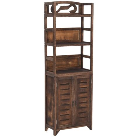 GBLY Vitrine Dunkelbraun 46x24x140 cm Massivholz Paulownia