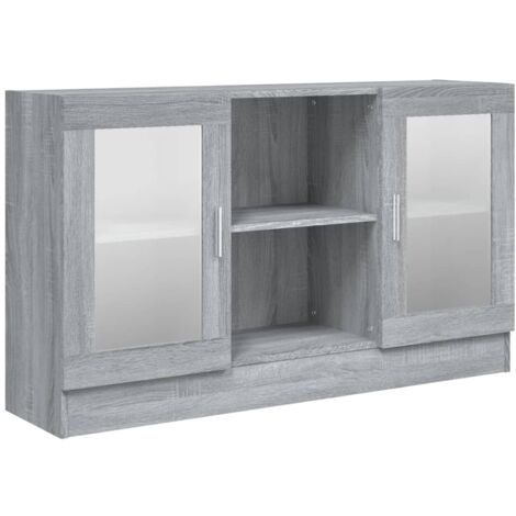 GBLY Vitrinenschrank Grau Sonoma 120x30,5x70 cm Holzwerkstoff
