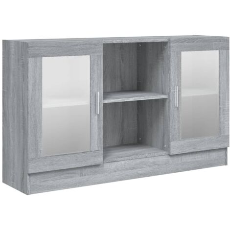 GBLY Vitrinenschrank Grau Sonoma 120x30,5x70 cm Holzwerkstoff
