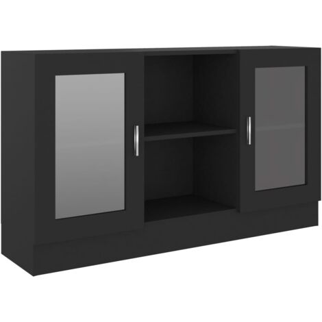 GBLY Vitrinenschrank Schwarz 120x30,5x70 cm Holzwerkstoff