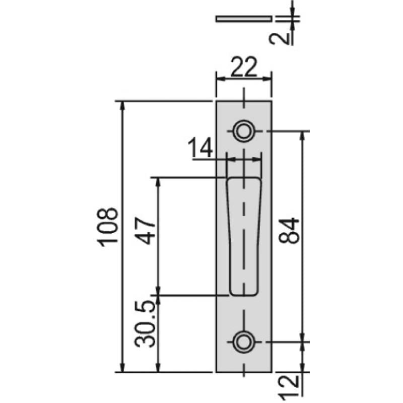 Gâche en u 5046 pour pêne dormant seul ou pênes haut et bas - métalux