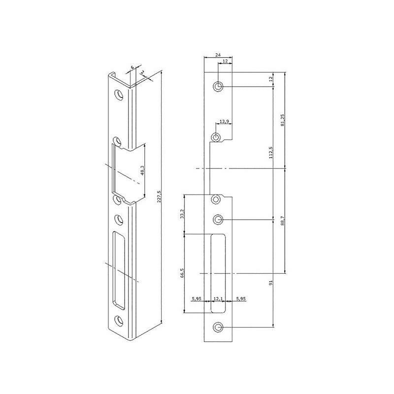 Gâche longue. acier inoxydable