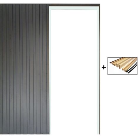 Gdmenuiseries – Système à galandage pour porte en bois 204x83 cm – Châssis métal galvanisé – Technologie silencieuse sur roulement à bille – Kit de finition 75 mm