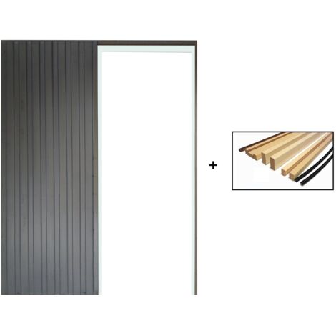 Gd Menuiseries – Système à galandage pour porte coulissante 204x73 cm – Châssis en acier galvanisé – Technologie silencieuse sur roulement à billes