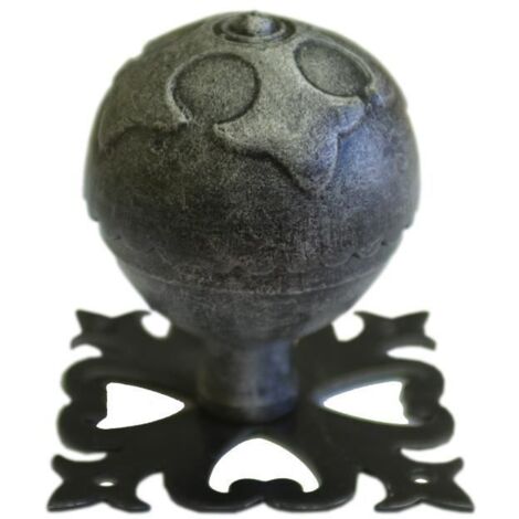 Gd Menuiseries – Pommeau rond en métal gris vieux fer – Poignée de porte d'entrée à cylindre – Entraxe 70mm – Finition robuste et esthétique