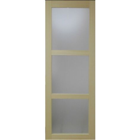 Gd Menuiseries – Porte coulissante en bois Ayous vitrée 204 cm x 73 cm – Vitrage dépoli pour esthétique moderne – Usage intérieur contemporain