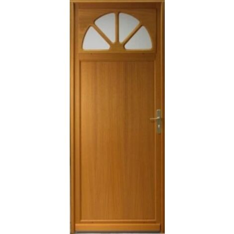 Gd Menuiseries – Porte de service bois vitrée 200 cm – Largeur cotes tableau 80 cm – Sens d'ouverture gauche – Pour intérieur et extérieur - 200xl