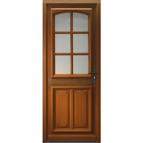 Gd Menuiseries – Porte d'entrée bois vitrée Marine 200x80cm – Ouverture gauche – Pour espaces extérieurs – Esthétique moderne et durable - 200xl