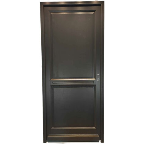 Gd Menuiseries – Porte d'entrée en bois pleine Elina – Dimensions H.215 x l.90 cm – Ouverture gauche – Conception robuste pour sécurité et isolation - 215xl