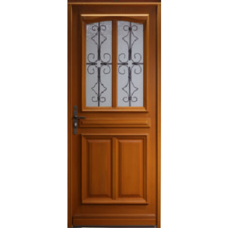 Gd Menuiseries – Porte d'entrée en bois vitrée 200x90 cm – Design moderne et sécurité optimale – Pour maisons et bureaux – Résistante aux intempéries - 200xl