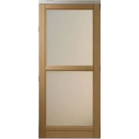 Gd Menuiseries – Porte d'entrée en bois vitrée – 215 x 90 cm – Poussant gauche – Épaisseur 46 mm – Crémone 6 points – Seuil alu anodisé