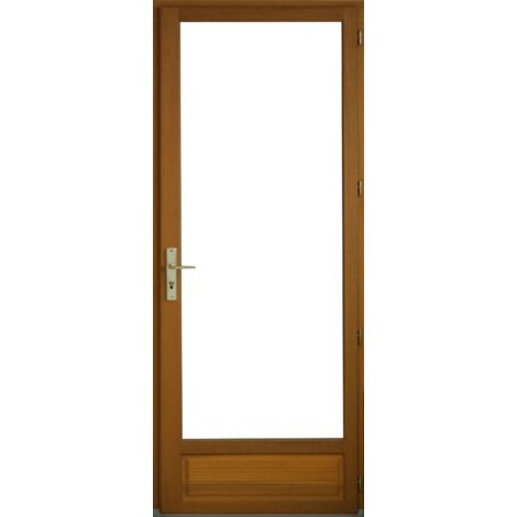 Gd Menuiseries – Porte-fenêtre bois 1 vantail H205 x L80 – Vitrage faible émissivité avec gaz argon – Soubassement en panneau massif 40mm – Tirant droite