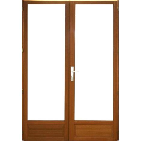 Gd Menuiseries – Porte fenêtre en bois 2 vantaux H225 x L120 – Conçue pour isolation optimale – Matériaux de qualité – Adaptée aux projets de rénovation