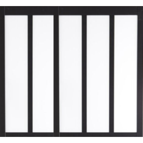 Gdmenuiseries – Verrière bois MDF noir 5 vitrages clairs – Hauteur 108 cm – Longueur 182 cm – Pour séparation intérieure élégante