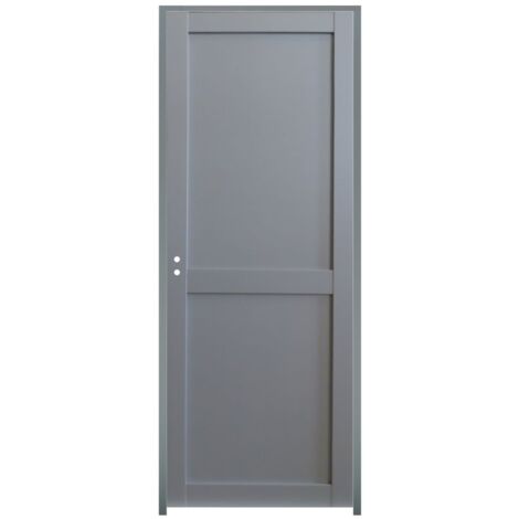 Gdmenuiseries – Bloc porte 2 panneaux H204 x L73 en MDF – Poussant droite – Isolation phonique avec joint isophonique – Compatible avec poignées - Ral7035