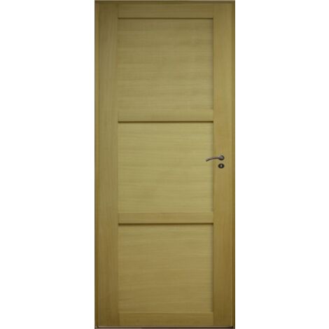 Gdmenuiseries – Bloc porte 3 panneaux en ayous H204 x L83 cm – Ouverture poussante gauche – Design moderne pour intérieur – Fabrication française