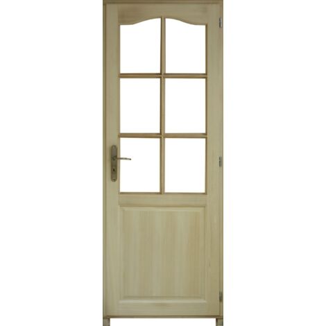 Gdmenuiseries – Bloc porte en paulownia 6 vitrages – Poussant gauche H204 x L83 cm – Pour espaces intérieurs modernes – Robuste et personnalisable