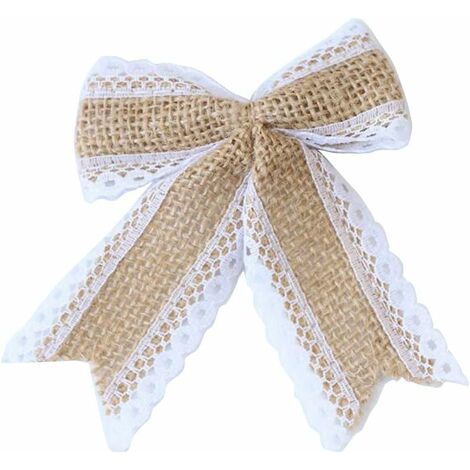 GDRHVFD 10 lazos de arpillera hechos a mano con lazo rústico, adorno de pajarita, decoración de boda, adorno para manualidades, regalo, envoltorio, decoración de fiesta en casa (estilo A)