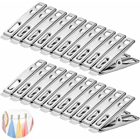 Clothes Pegs for Clothes Pegs - 28 Pack Multi-Function Stainless Steel  Heavy Duty Metal Wire Clothes Pegs Utility Pegs Clothes Pegs Clothesline  Clips Outdoor Kitchen Food Bag (Silver)