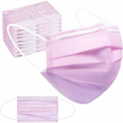 GDRHVFD 50 Pièces Masques Enfants Jetable Rose - 3 Couches Pour Enfants Certifié Ce Masques De Protection Jetables Face Scarf Animé Mignon Imprimé Dessin