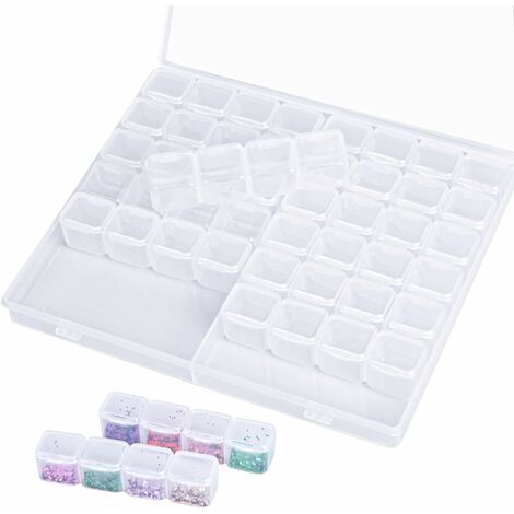  60 Slots Diamond Embroidery Box Diamond Painting Accessory  Storage Case Container DIY Art Craft Jewelry Beads Sewing Pills Organizer  Holder Clear Plastic Beads Cross Stitch Zipper Storage Bag Boxes