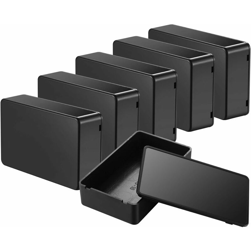 6 Pcs Junction Boxes, Plastic Electronic Enclosures Project Case, Wiring Box, Wiring Connection Box for Electrical - Black - Gdrhvfd