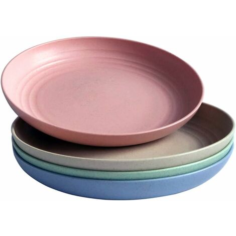 GDRHVFD Assiettes Légères En Paille De Blé – Incassables, Non Toxiques, Passent Au Lave-Vaisselle Et Au Micro-Ondes, Sans Bpa Et Sains Et Assiettes (7,87 Pouces)