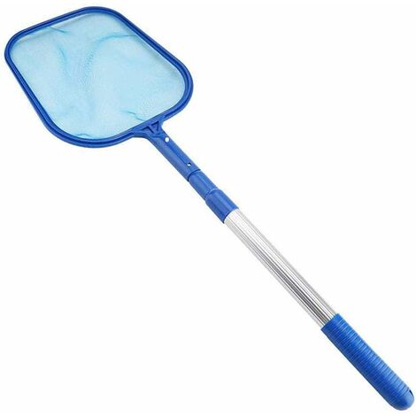 GDRHVFD (Azul) Skimmer de red de malla, Skimmer de hojas de red de aterrizaje de superficie con mango telescópico para piscina, estanque, fuente, pecera