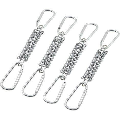 GDRHVFD Boucle Ressort Tension Fixation Store - Voile D'ombrage Fixations Accessoires en Acier Inoxydable avec 4 Ressorts HéLicoïdaux 8 Mousquetons, 4 PCS