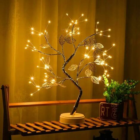 GDRHVFD Bouleau 120CM 72L pour la décoration de la maison Arbre de Noël blanc avec lumières LED Arbre artificiel éclairé blanc chaud avec fonction de scintillement partiel