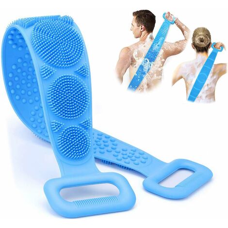 GDRHVFD Cepillo de silicona para baño, cepillo para ducha, cepillo exfoliante para el cuerpo, cepillo para espalda de ducha de doble cara, masaje cómodo y espuma rápida para mujeres y hombres