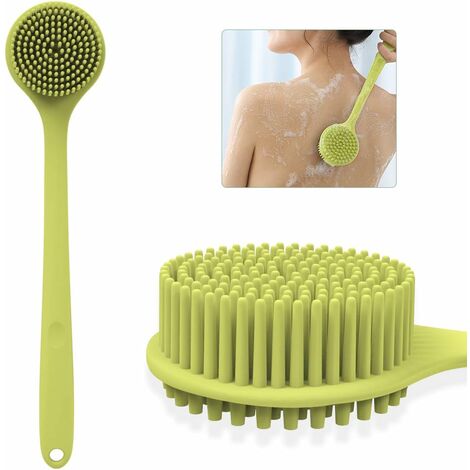 GDRHVFD Cepillo para espalda de baño corporal, mango largo de silicona - Cepillo de ducha de doble cara con cerdas ultrasuaves