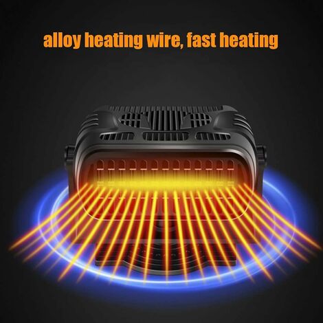 GDRHVFD Chauffage De Voiture 12V 120W Ventilateur De Voiture Rotatif Pour Le Dégivrage De Pare-Brise D'Été Frais Avec Prise Allume-Cigare Chauffage Rapide