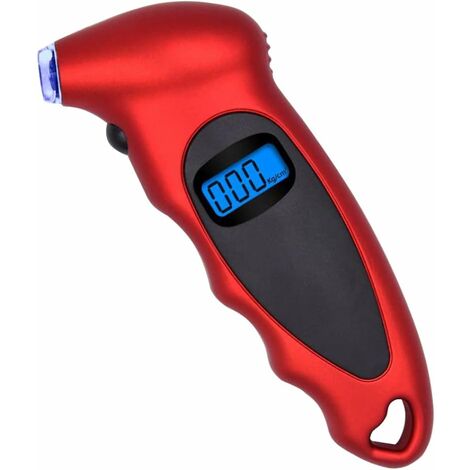 GDRHVFD Digital Pneu Pression De La Pression Lcd Affichage De L'Écran Lcd 100Pi 4 Paramètres Pneumètre De Pression De Pneu Rouge Outil De Mesure Accessoir De La Voiture