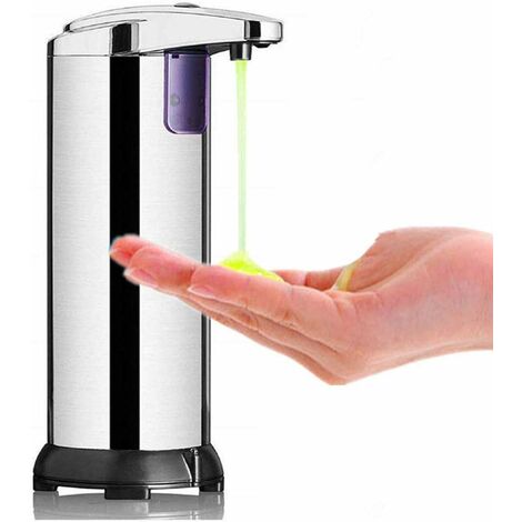 GDRHVFD Distributeur de savon automatique avec distributeur de savon sans contact en acier inoxydable avec capteur de mouvement infrarouge socle étanche interrupteur réglable