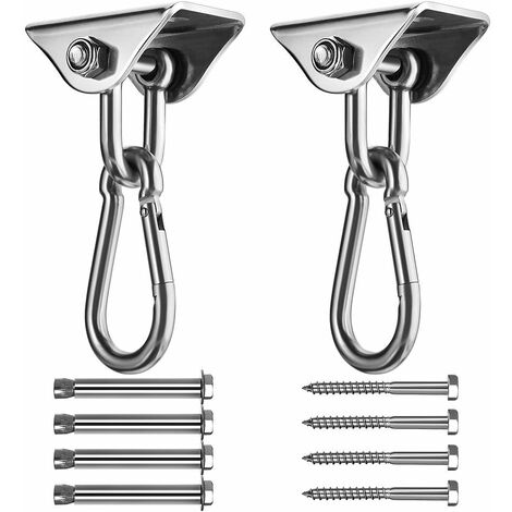 GDRHVFD Gancho de techo de acero inoxidable resistente, gancho, 4 tornillos de ajuste para kit de madera de hormigón, yoga, hamaca, silla colgante, capacidad de carga de hasta 450 kg