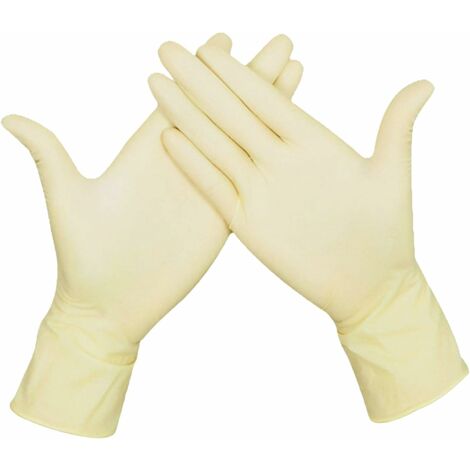 GDRHVFD Gants jetables Latex laiteux et sans poudre pour la transformation des aliments Nettoyage domestique Utilisation Jardinage (50paires/M) Taille moyenne