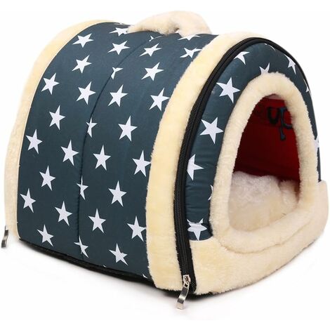GDRHVFD Nid D'Animal De Compagnie Et Canapé-Lit, Maison De Chat De Chien Pliable Antidérapante Et Hiver Doux Matelas Confortable (S, Bleu)