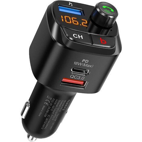 GDRHVFD Transmisor, Kit de coche Bluetooth 5.0 avanzado Llamadas manos libres, Radio de coche Reproductor de música Adaptador inalámbrico