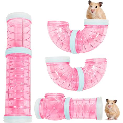 GDRHVFD Tunnels de Hamster, Hamster Externe Bricolage Tunnel Tube Exercice Cage Accessoires Bricolage Hamster Tunnel pour Hamster Souris et Autres Petits Animaux de Compagnie（Rose）