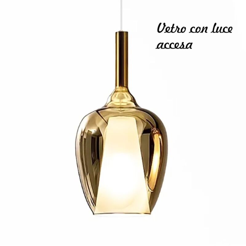 Gea Luce - lustre moderne ofelia mini s10 g9 led suspension en verre métal, verre oro specchiato Gea Luce - lustre moderne ofelia mini s10 g9 led suspension en verre métal, verre oro specchiato