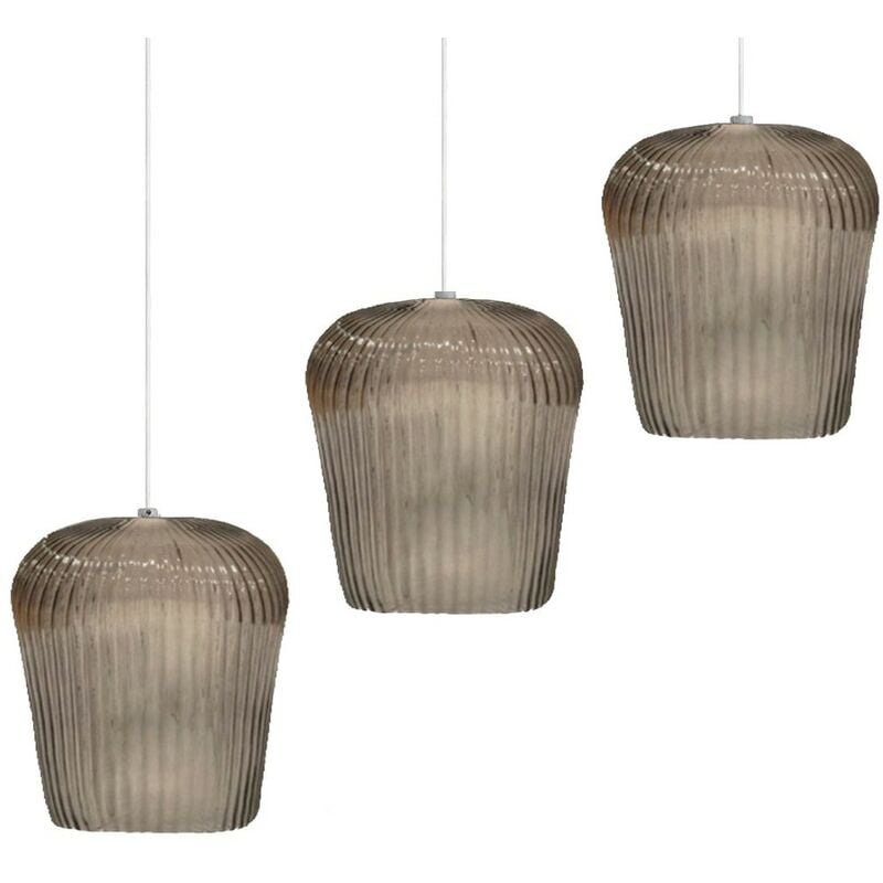 Numa br3 e27 led suspension en verre ambré plafonnier classique à décentralisation - Gea Luce