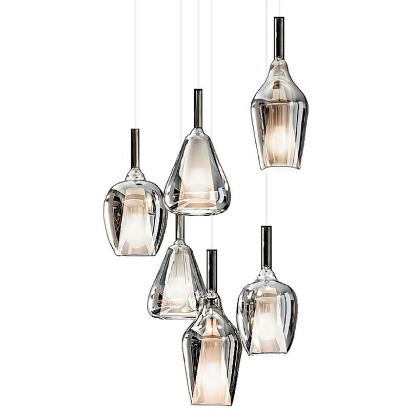 Gea Luce - ofelia s e27 led lustre en verre chromé miroir multilumière plafonnier
