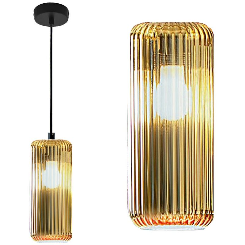 Raika vp b1 e27 led plafonnier moderne à suspension en verre coloré, couleur oro specchiato - Gea Luce