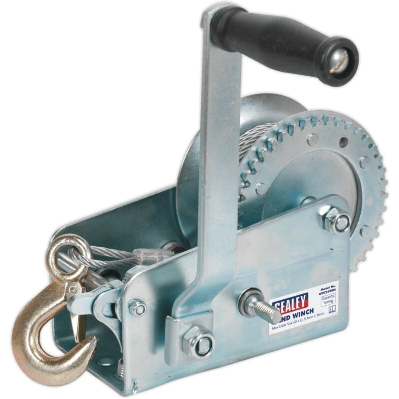 GWC2000M Geared Hand Winch 900kg Capacity with Cable - Sealey