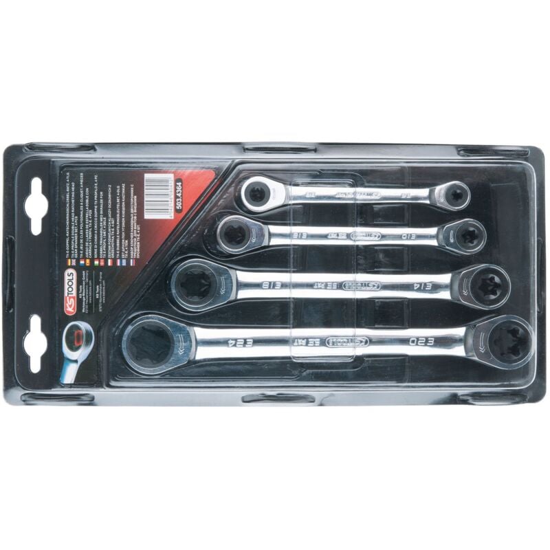 Kstools - ks tools GEARplus Torx-E-Doppel-Ratschenringschlüssel-Satz 4tlg. - 503.4364